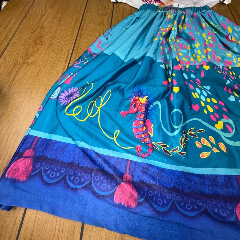 Tween Girls Encanto Mirabel Columbian Senorita Long Dress‎ Costume Size 10 140cm
